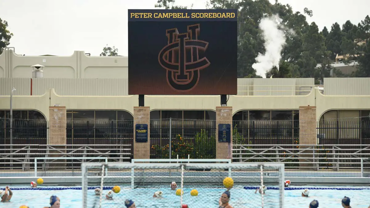Scoreboard above the pool